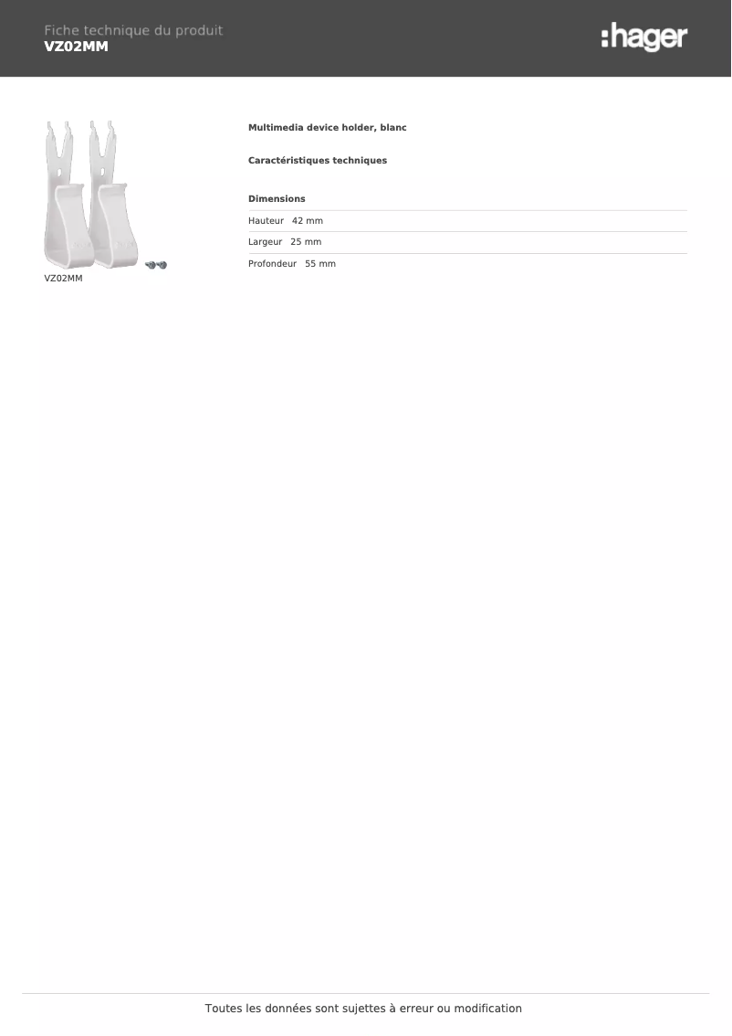 Image de la première page du manuel de l'appareil VZ02MM