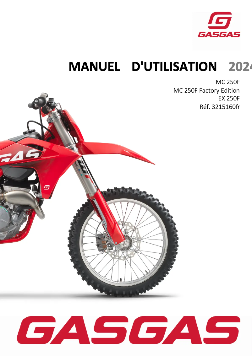 Page n°1 - Manuel utilisateur GasGas MC 250F Factory Edition (2024)