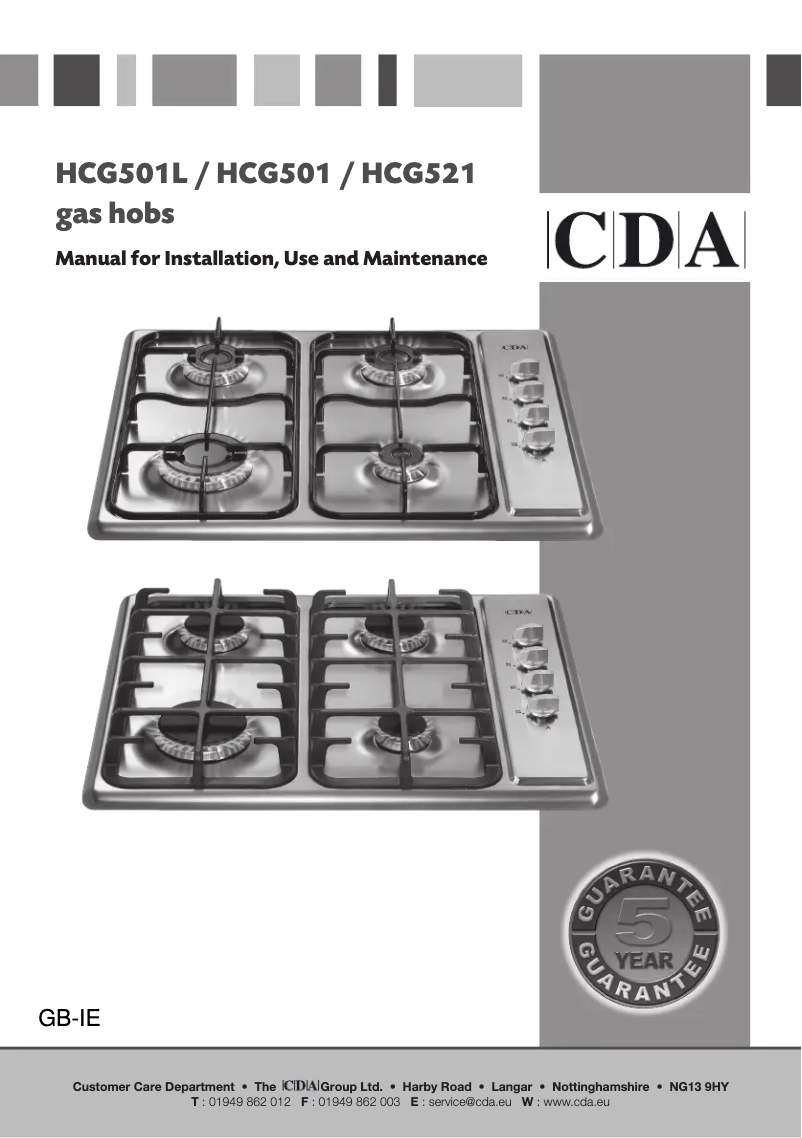 Image de la première page du manuel de l'appareil HCG521SS