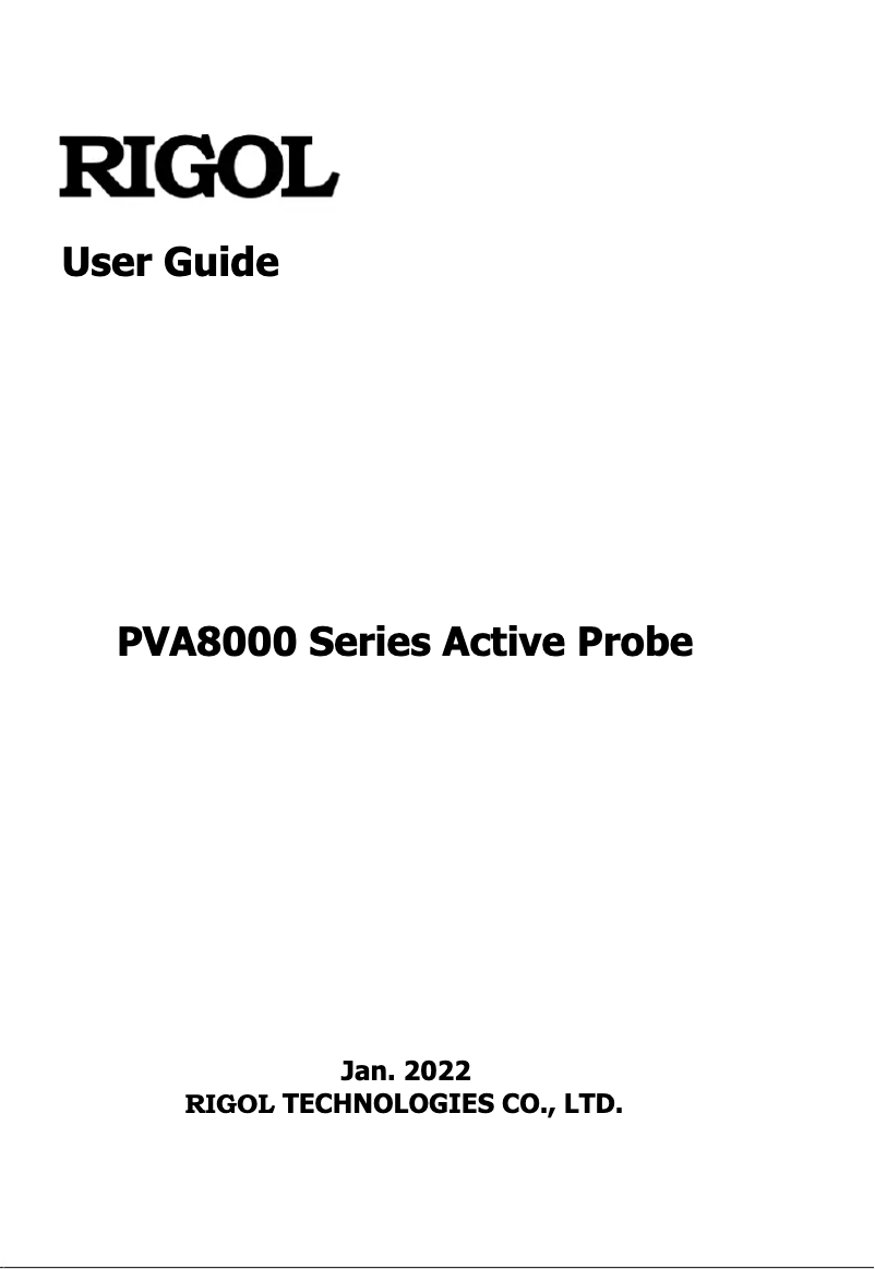 Page n°1 - Manuel utilisateur Rigol PVA8350