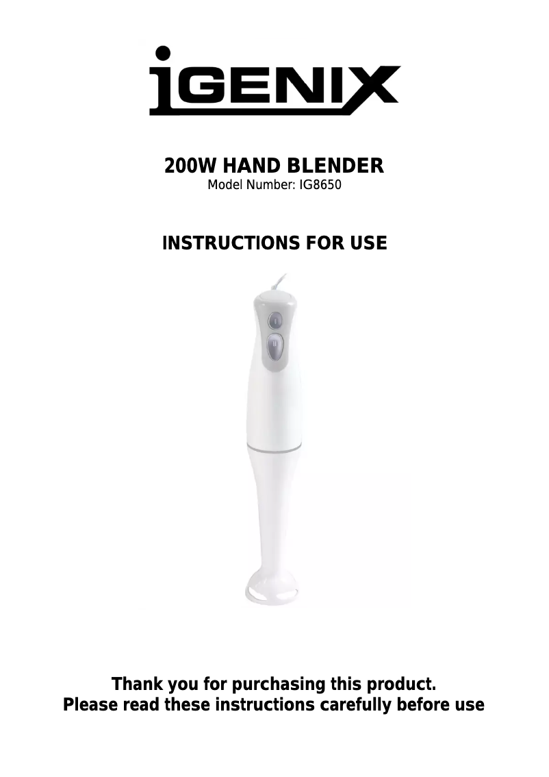 Page n°1 - Manuel utilisateur Igenix IG8650