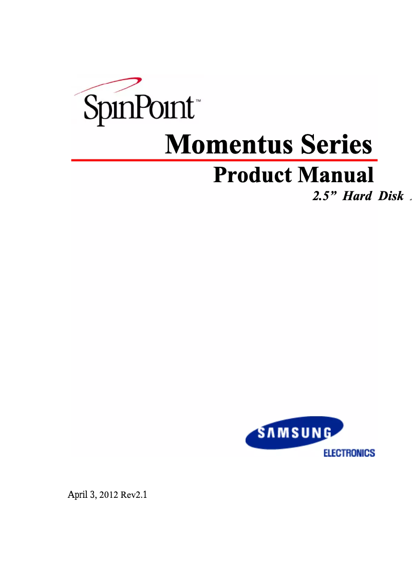 Page n°1 - Manuel utilisateur Seagate S-series 2.5" 320GB