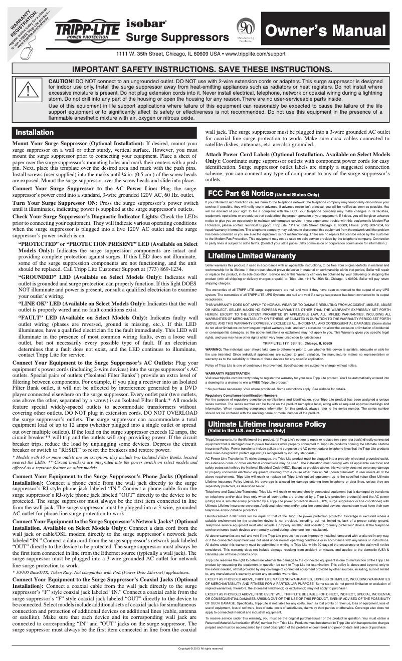 Page 1 de la notice Manuel utilisateur Tripp Lite IBAR2-6D