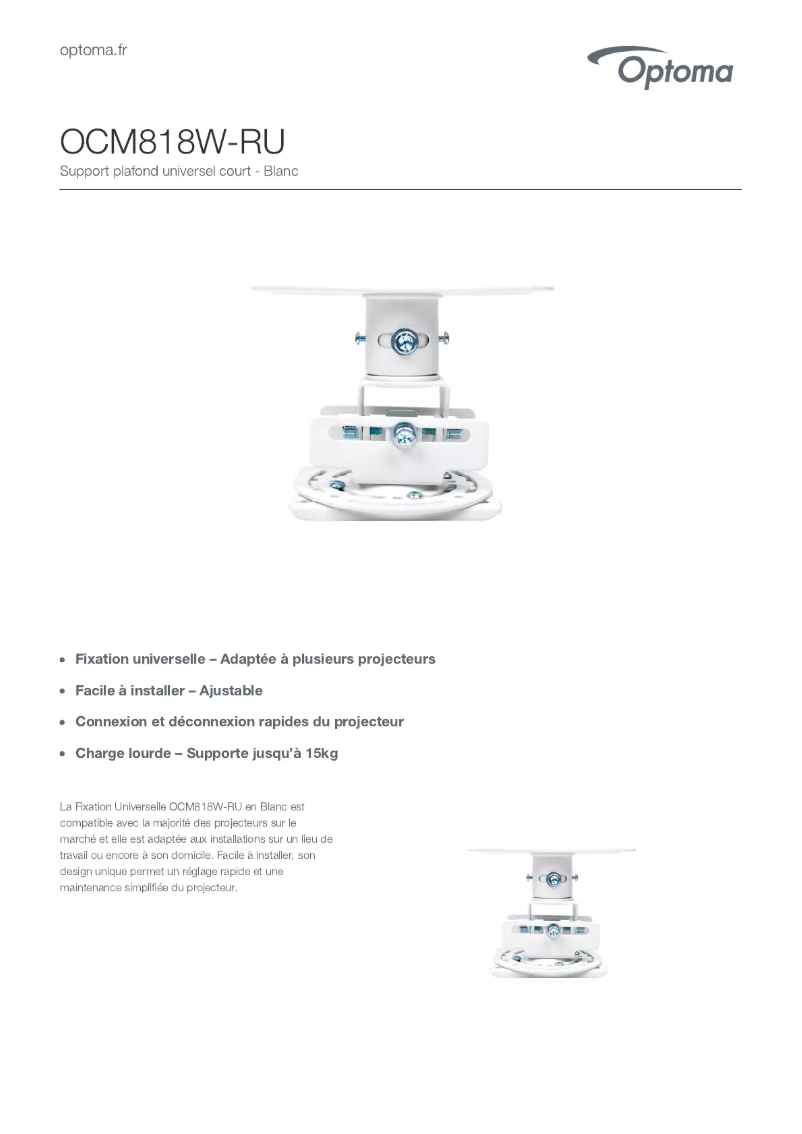 Page n°1 - Fiche technique Optoma OCM818W-RU
