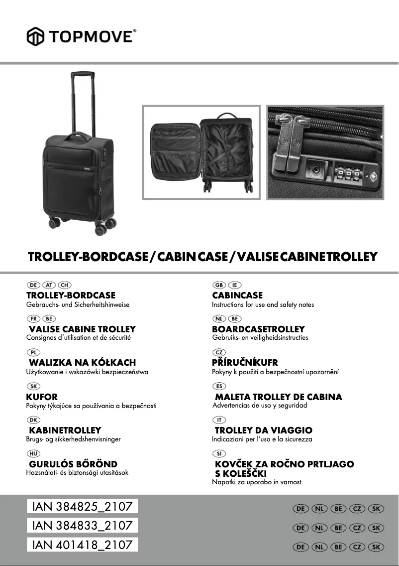 Page n°1 - Manuel utilisateur Topmove IAN 340021