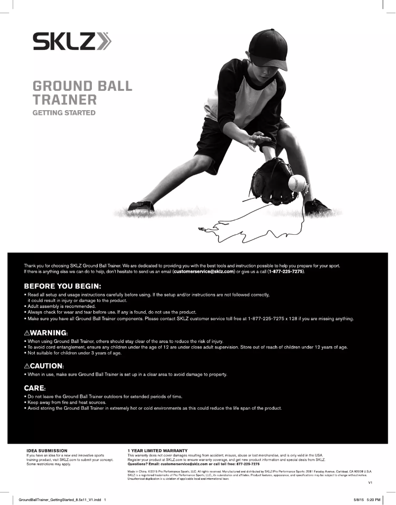 Page 1 de la notice Manuel utilisateur SKLZ GBTRNR-100