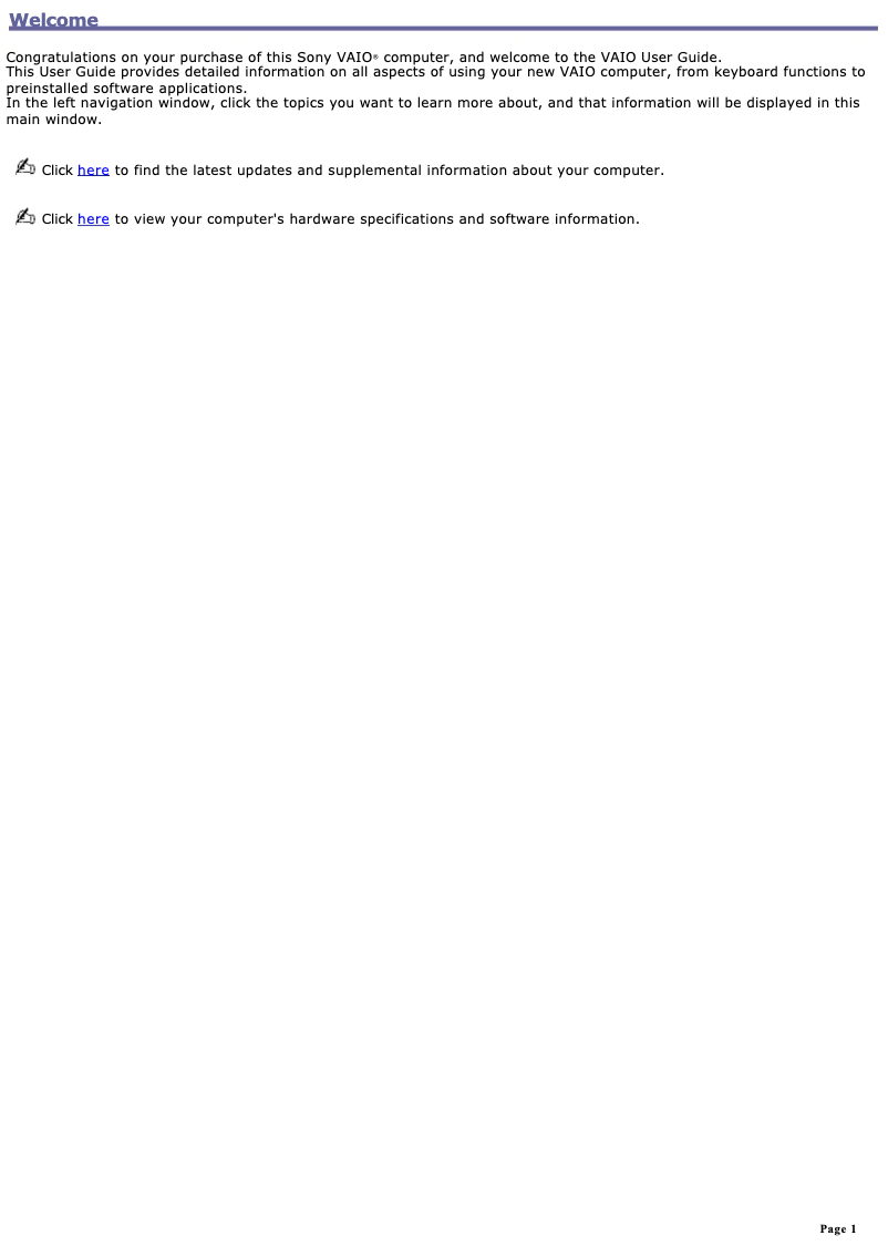 Página 1 del manual Manual de usuario Sony Vaio PCG-VX88