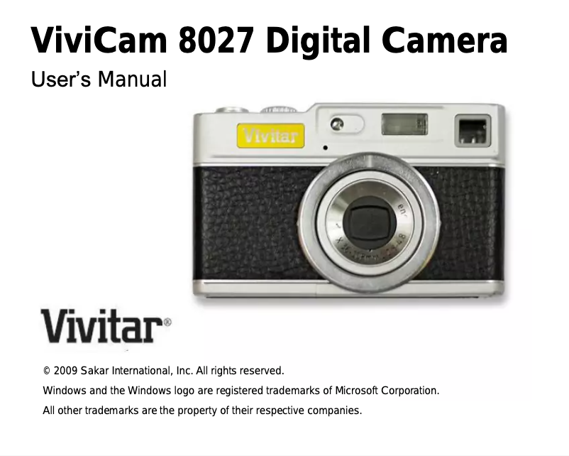 Image de la première page du manuel de l'appareil ViviCam 8027