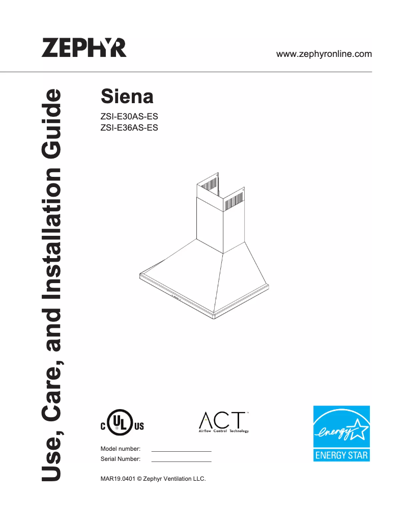 Page n°1 - Mode d'emploi Zephyr Siena ZSI-E36AS-ES