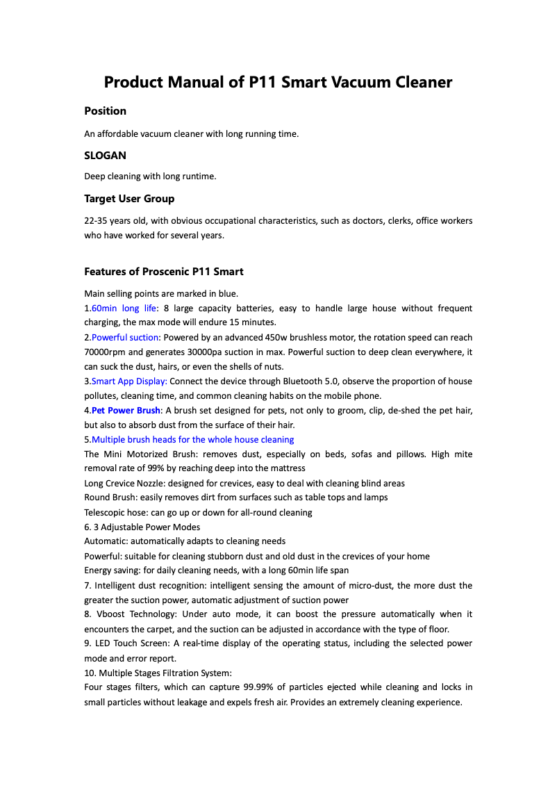 Page 1 de la notice Manuel utilisateur Prosenic P11