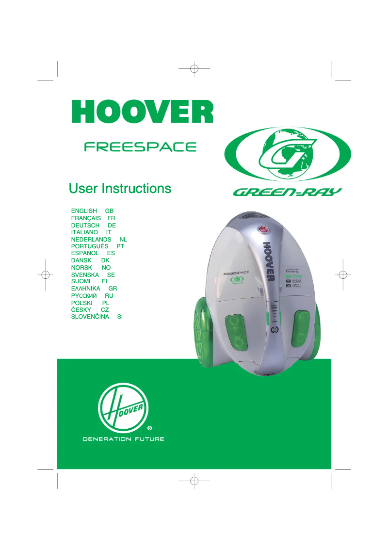 Page n°1 - Manuel utilisateur Hoover Freespace TFG 5123 021