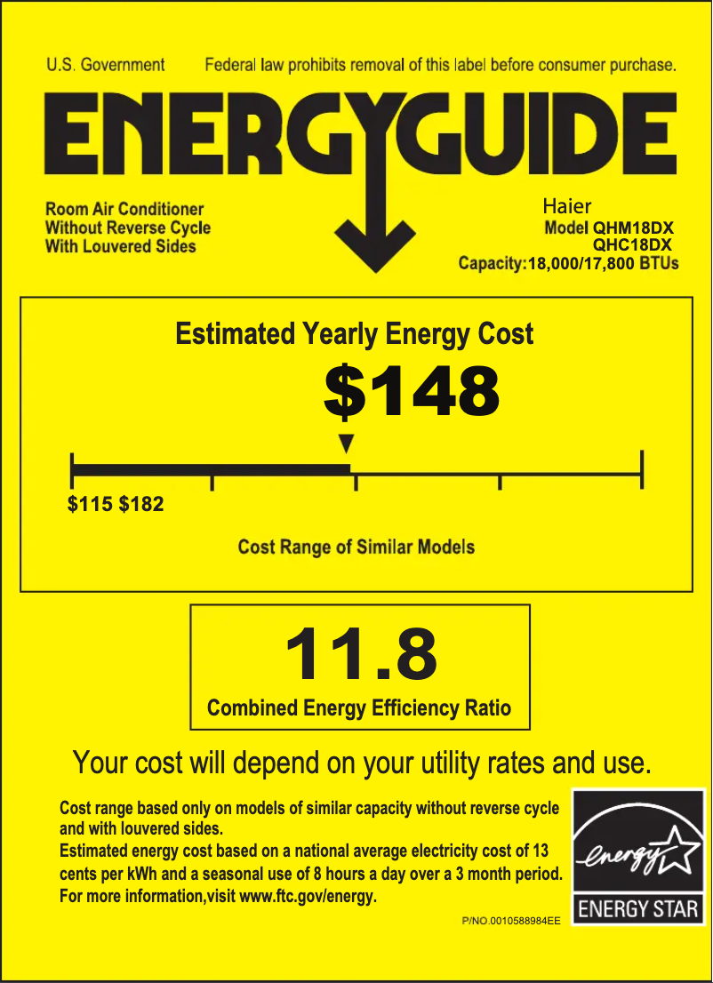 Page 1 de la notice Label énergétique Haier QHC18