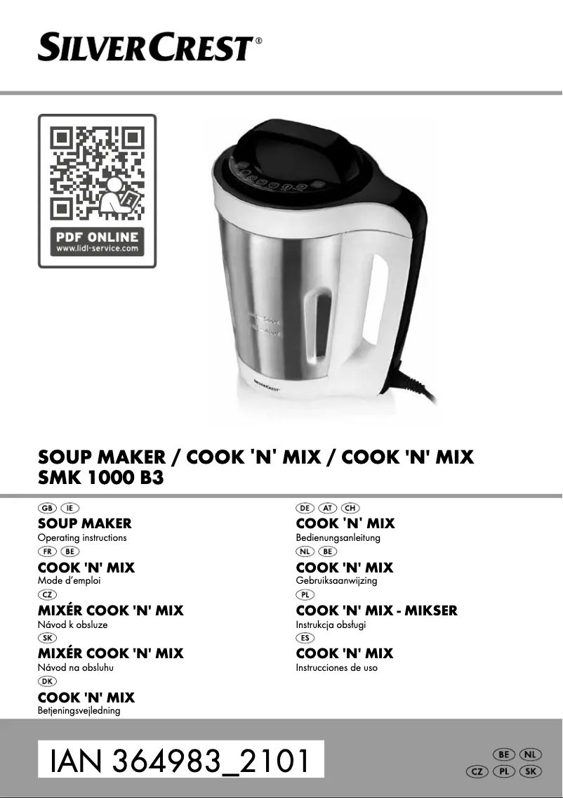 Page 1 de la notice Manuel utilisateur SilverCrest Cook 'n' Mix SMK 1000 B3