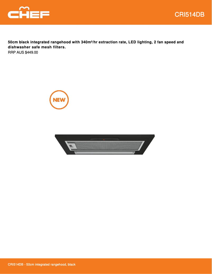 Page 1 de la notice Fiche technique Chef CRI514DB