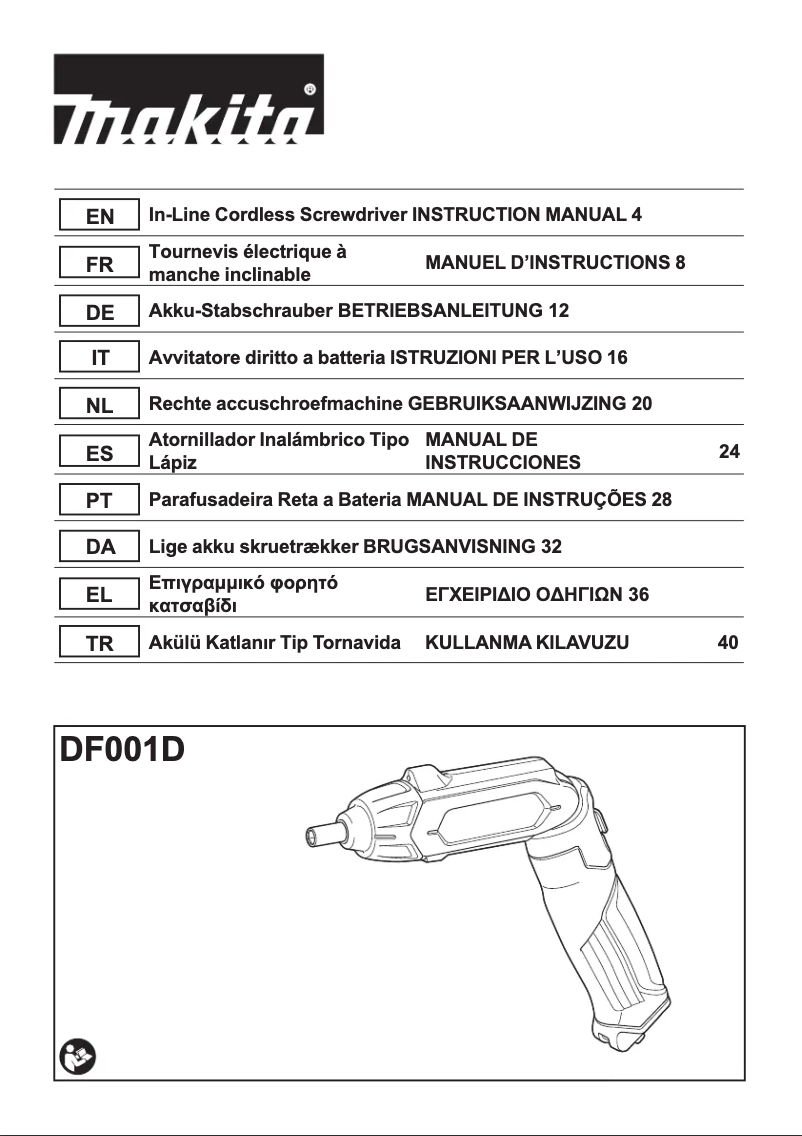 Page 1 de la notice Manuel utilisateur Makita DF001DW