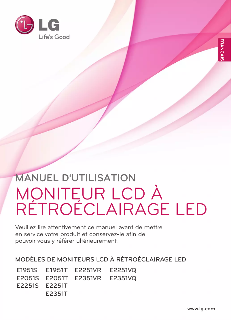 Page 1 de la notice Manuel utilisateur LG E2351VR-BN