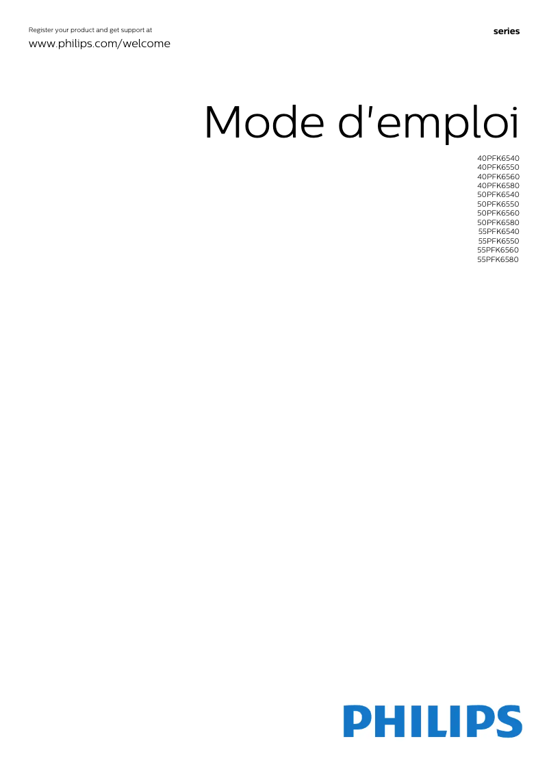 Page 1 de la notice Manuel utilisateur Philips 6500 series 55PFK6580