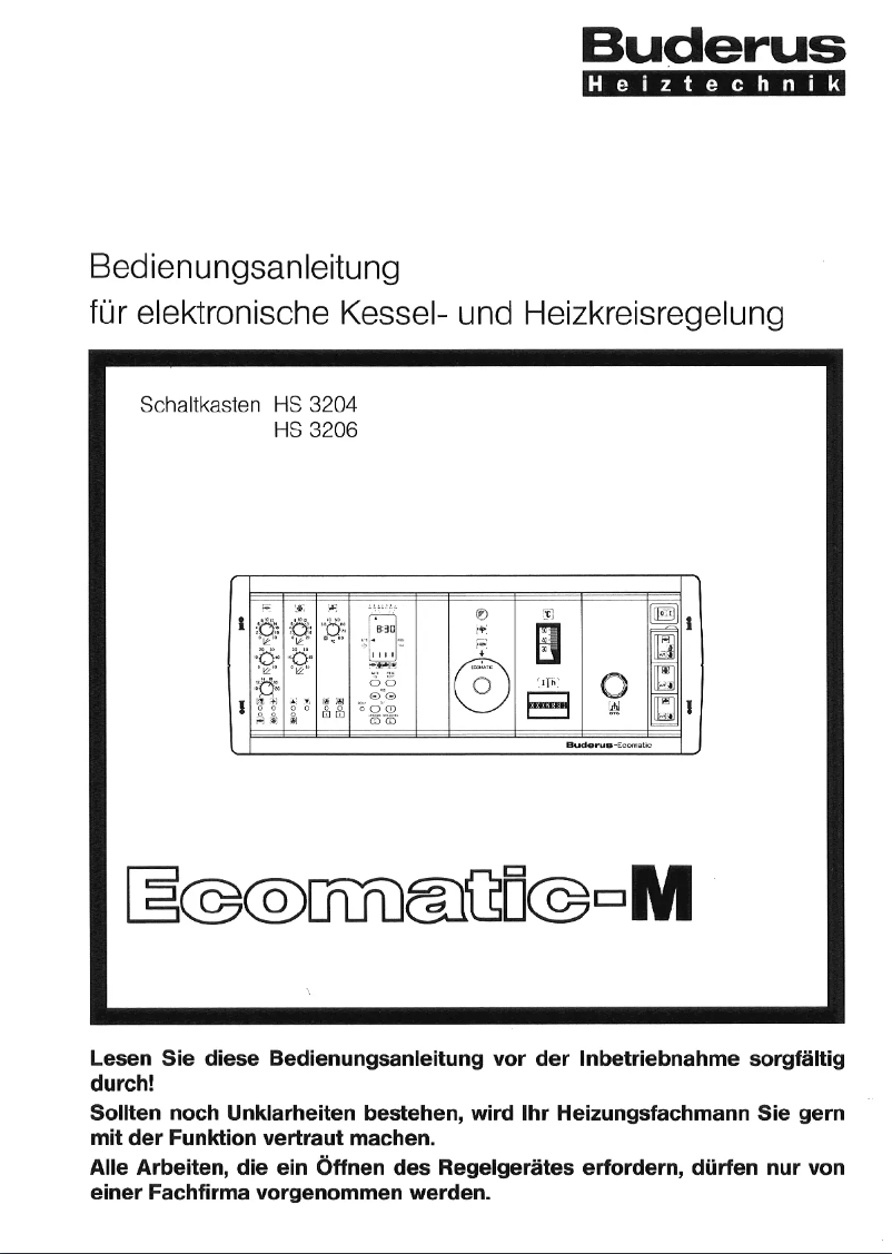 Image de la première page du manuel de l'appareil Ecomatic-M HS3206