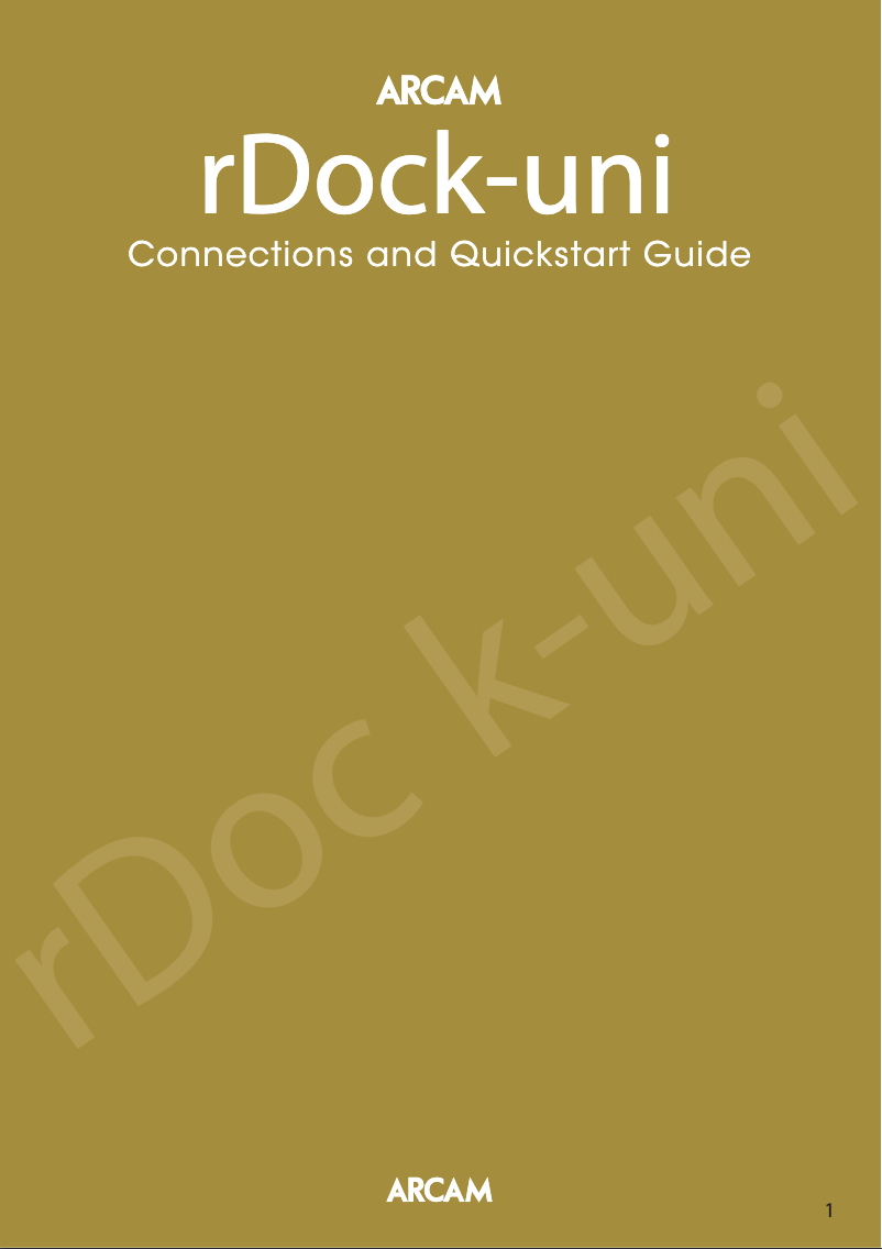 Page n°1 - Manuel utilisateur Arcam RDock-uni