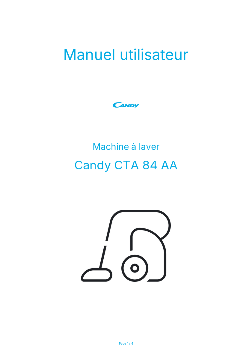 Page n°1 - Manuel utilisateur Candy CTA 84 AA