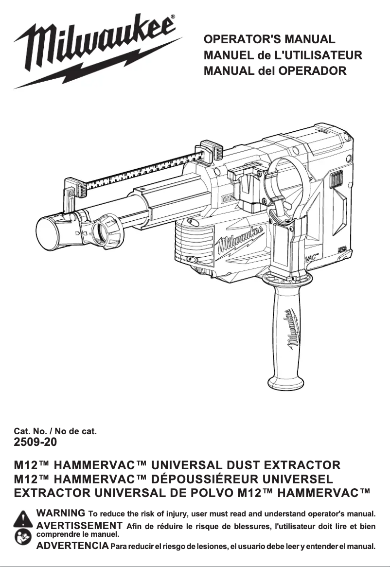 Page 1 de la notice Manuel utilisateur Milwaukee M12 HammerVac 2509-22