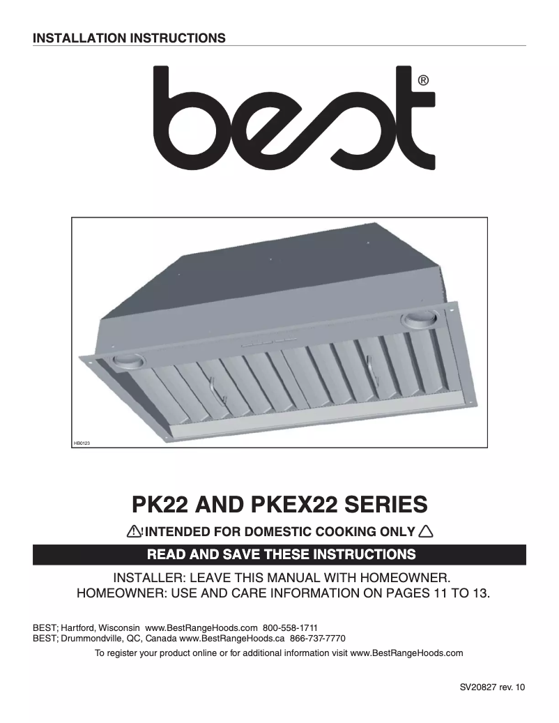 Page 1 de la notice Manuel utilisateur Best PKEX2245