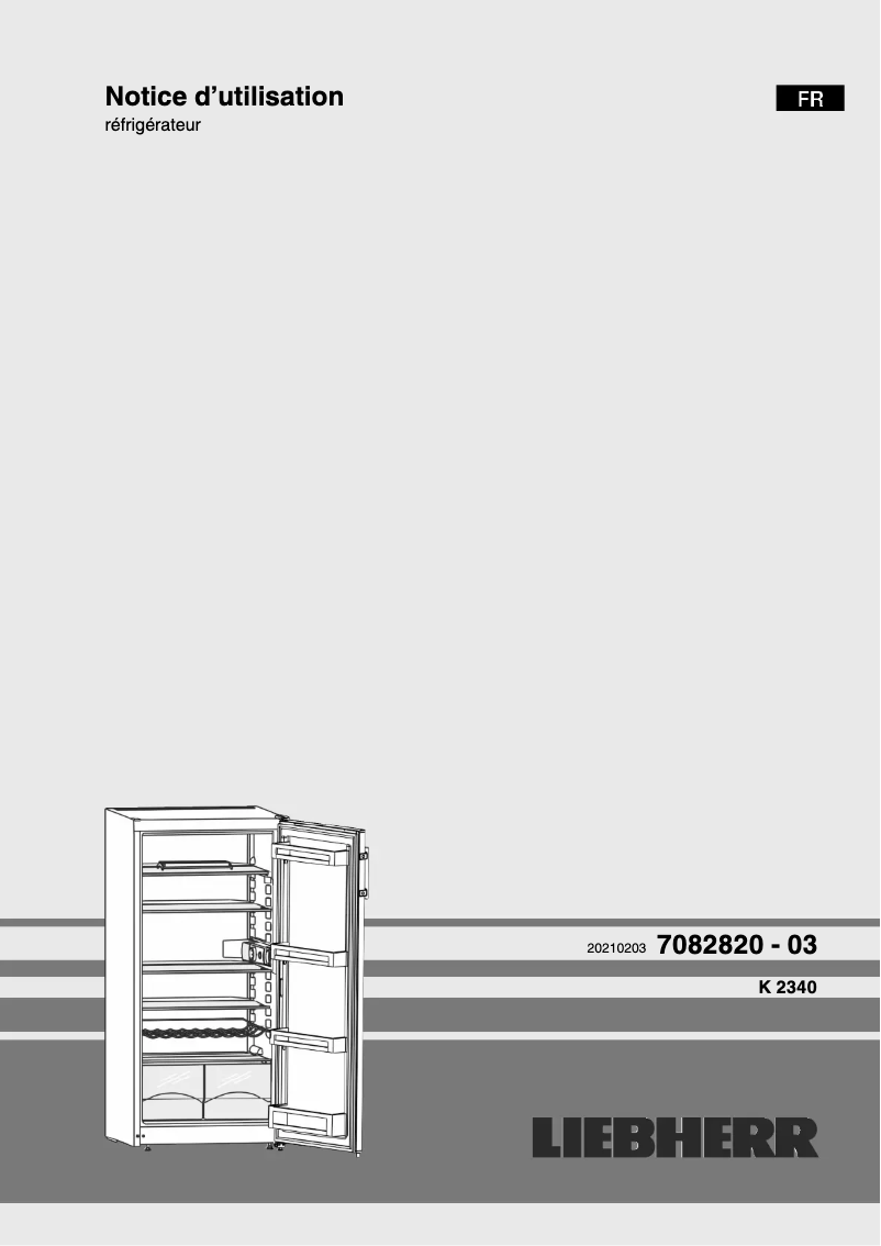 Page 1 de la notice Manuel utilisateur Liebherr K 2340 Comfort