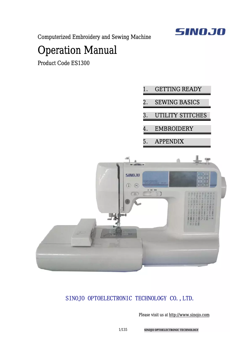Page n°1 - Manuel utilisateur Sinojo ES1300