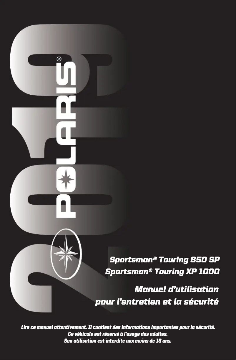 Page n°1 - Manuel utilisateur Polaris Sportsman Touring XP 1000 (2019)