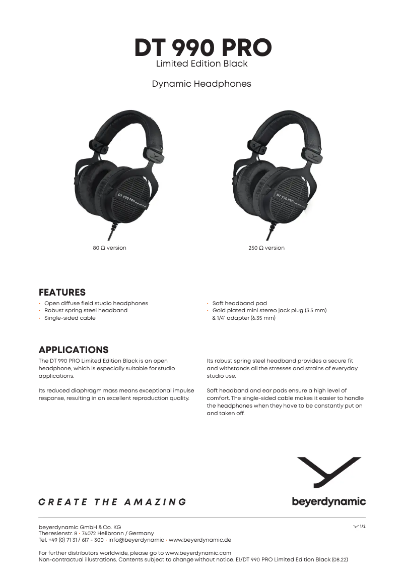 Image de la première page du manuel de l'appareil DT 990 PRO