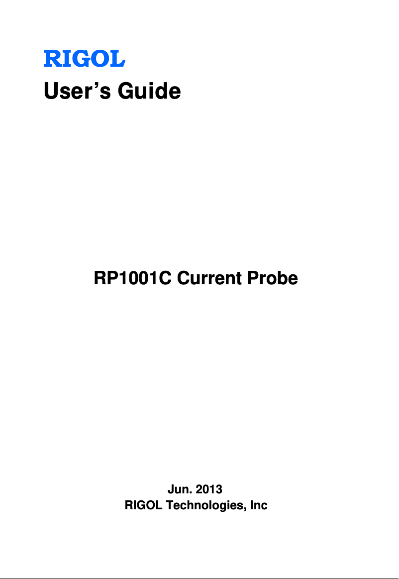 Page n°1 - Manuel utilisateur Rigol RP1001C