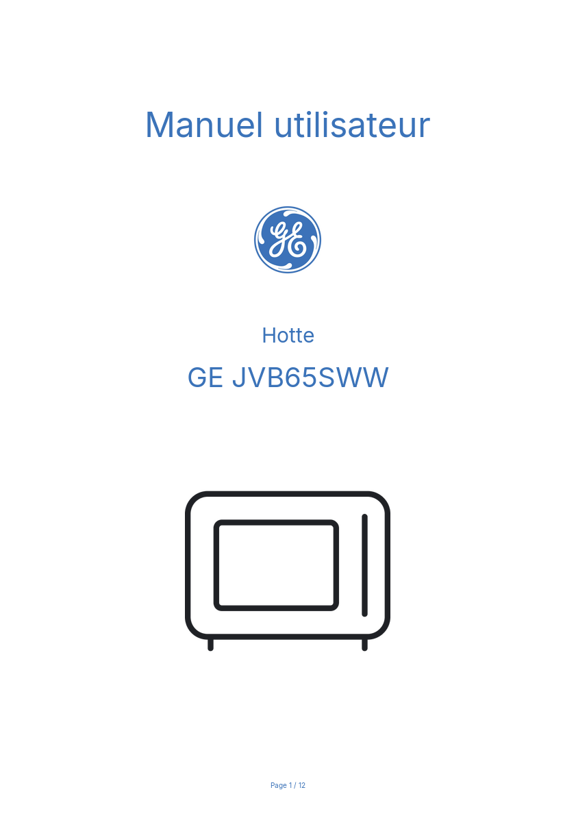 Image de la première page du manuel de l'appareil JVB65SWW