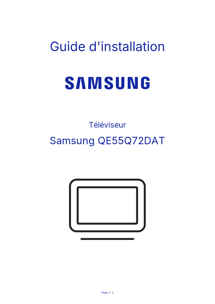 Page n°1 - Guide d'installation Samsung QE55Q72DAT