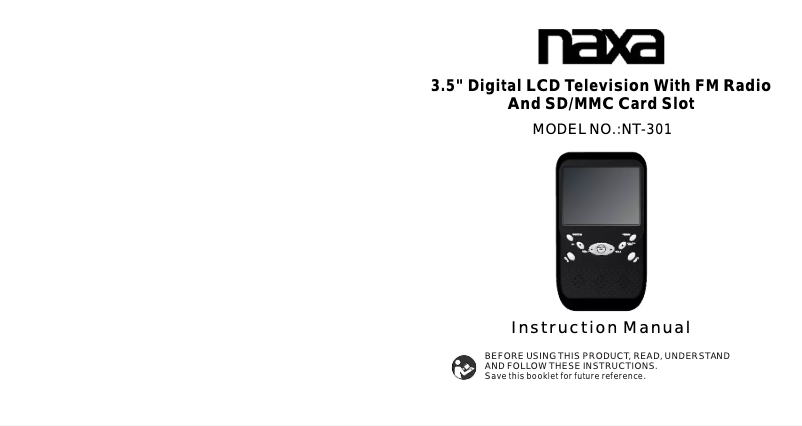 Page 1 de la notice Manuel utilisateur Naxa NT-301