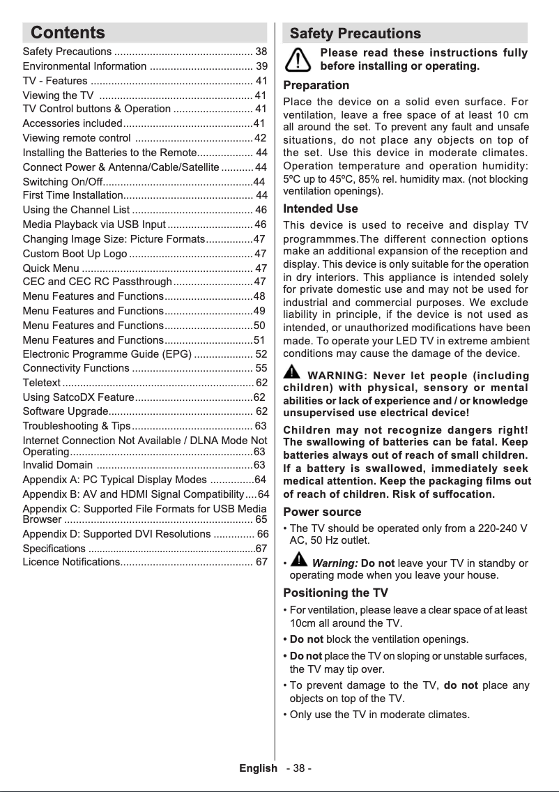 Page n°1 - Manuel utilisateur Telefunken D32H278A3CW