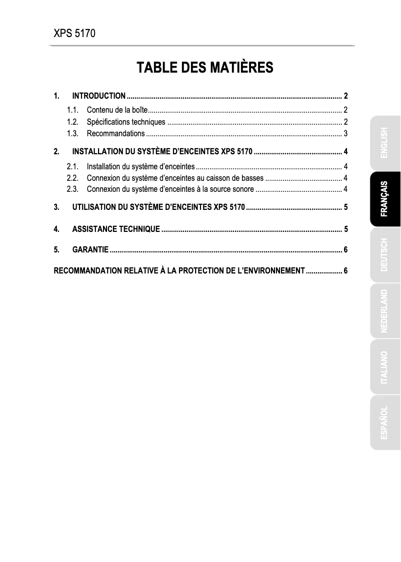 Image de la première page du manuel de l'appareil XPS 5.1 70