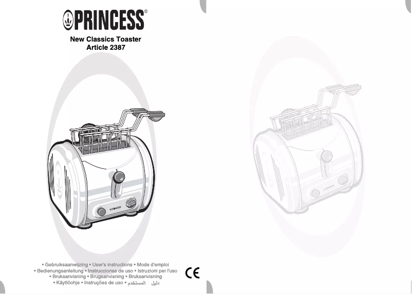 Page 1 de la notice Manuel utilisateur Princess 142387 New Classics Toaster