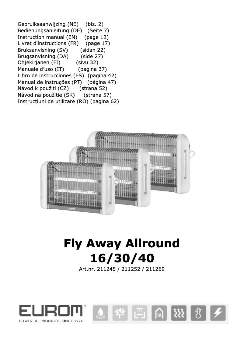 Page 1 de la notice Manuel utilisateur Eurom Fly Away 16 Allround