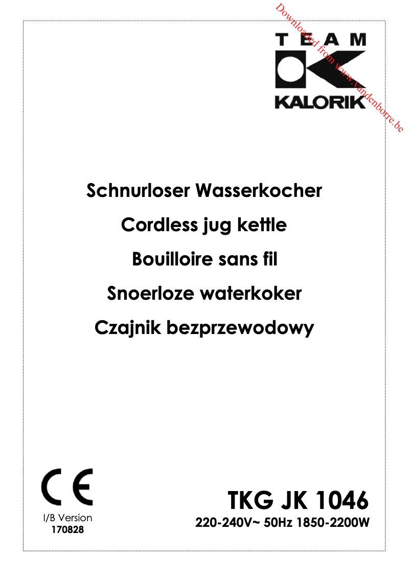 Página 1 del manual Manual de usuario Kalorik TKG JK 1046B