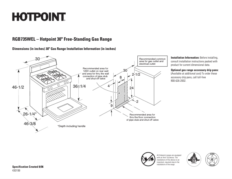 Page n°1 - Fiche technique Hotpoint RGB735WELWW