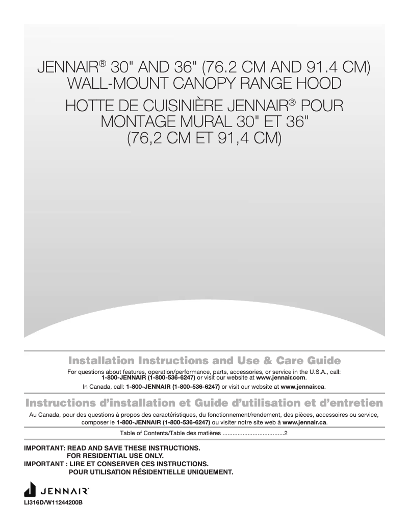 Page 1 de la notice Guide d'installation JennAir JXW8530HS