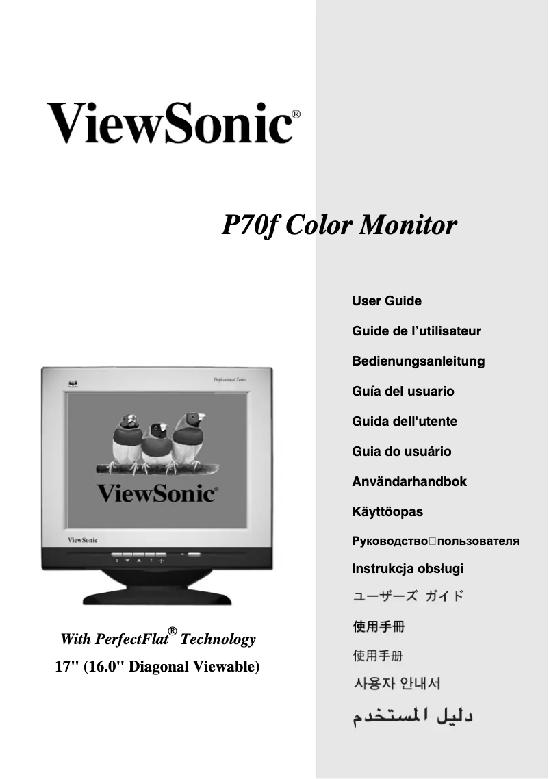 Page 1 de la notice Manuel utilisateur Viewsonic P70f