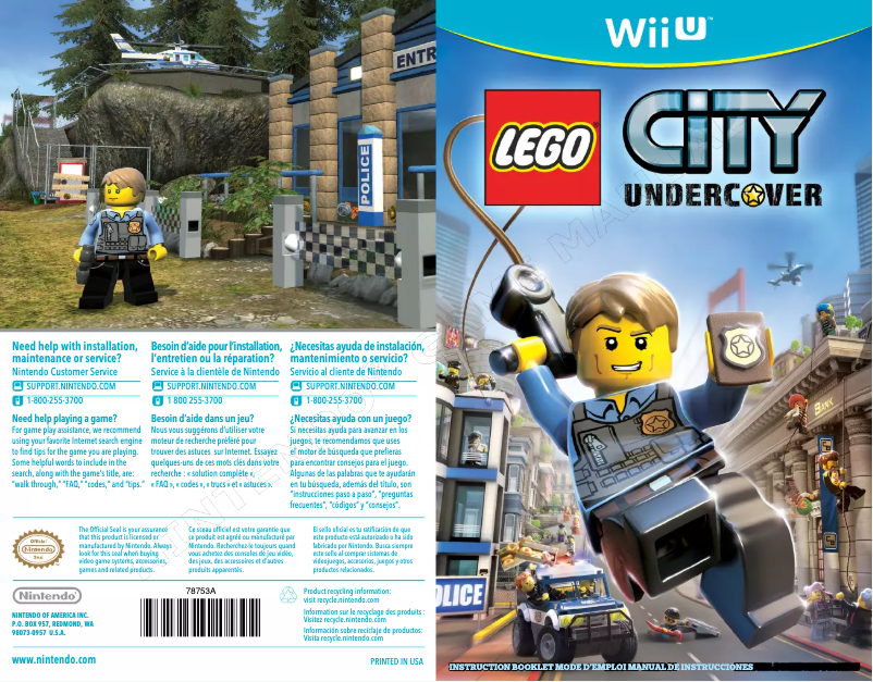 Page 1 de la notice Manuel utilisateur Nintendo Lego City - Undercover (Wii U)