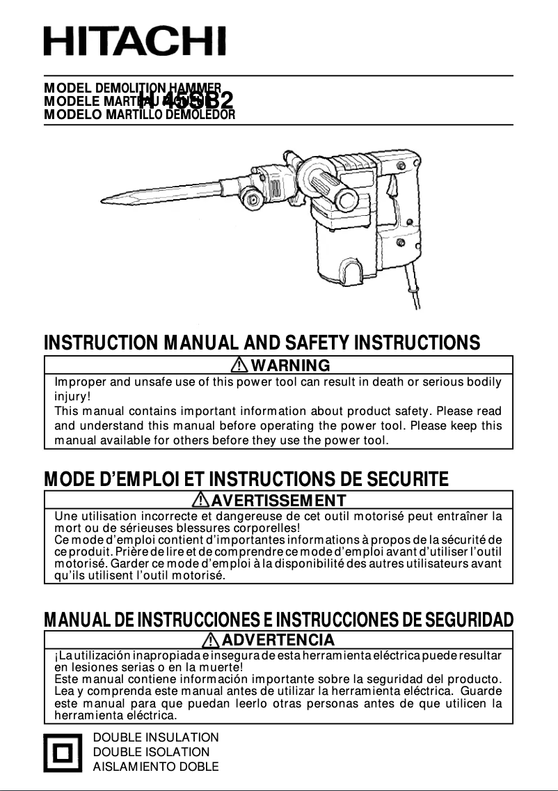 Image de la première page du manuel de l'appareil H 45SB2