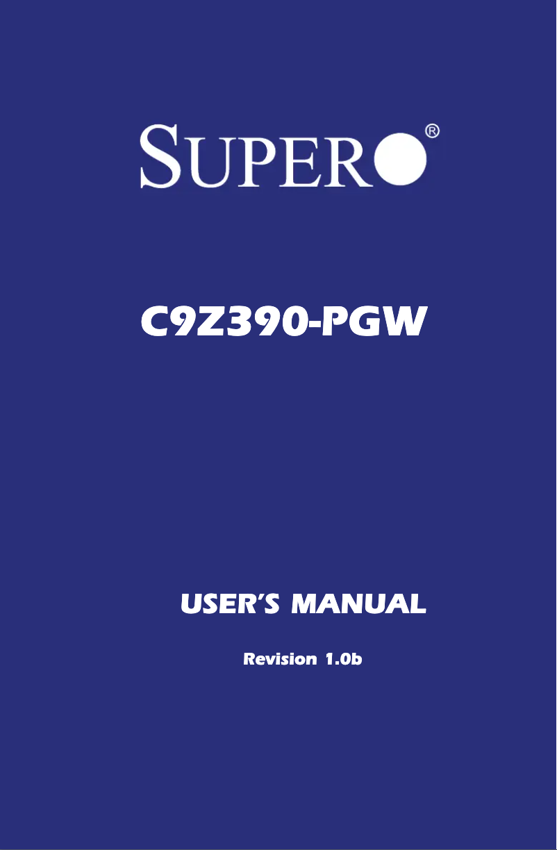 Page 1 de la notice Manuel utilisateur Supermicro C9Z390-PGW