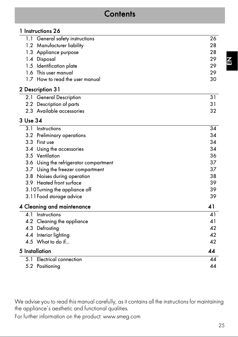 Page n°1 - Mode d'emploi Smeg FAB28RSV3