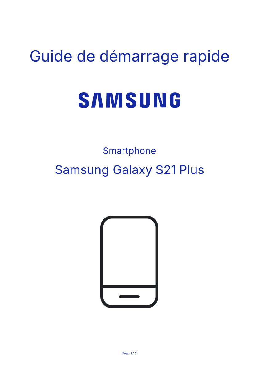 Page n°1 - Guide de démarrage rapide Samsung Galaxy S21 Plus