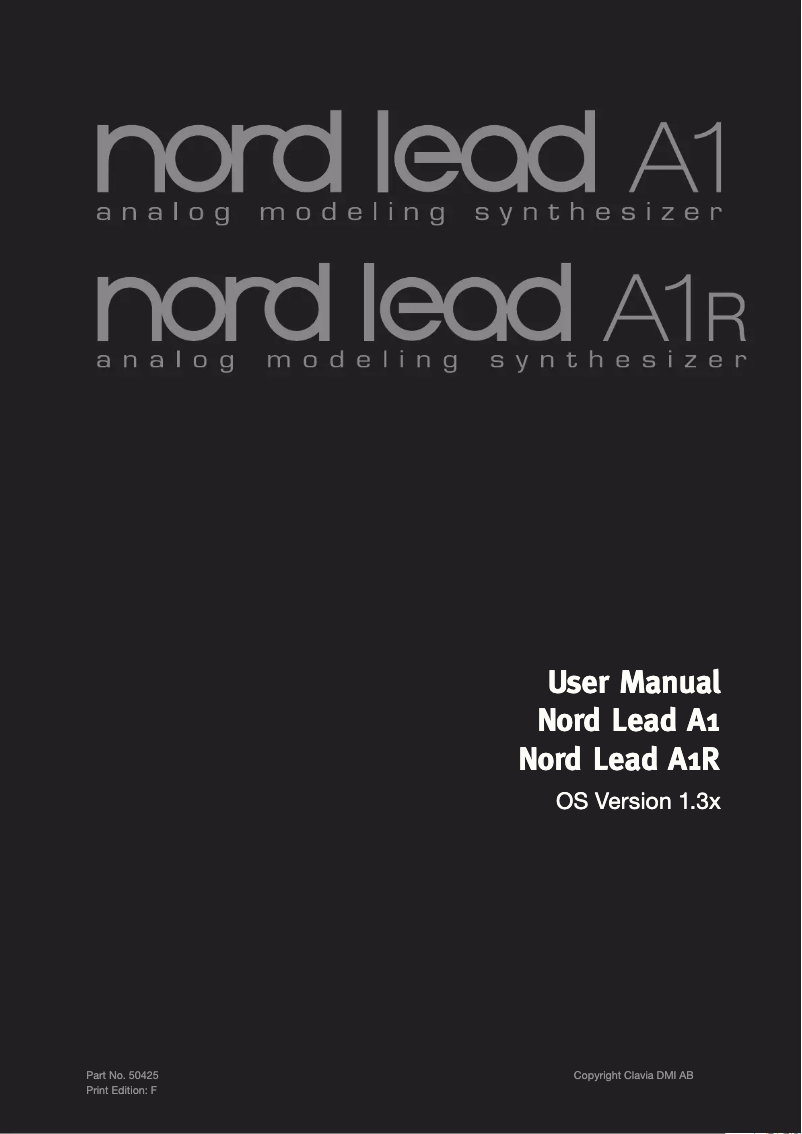 Page n°1 - Manuel utilisateur Nord Lead A1