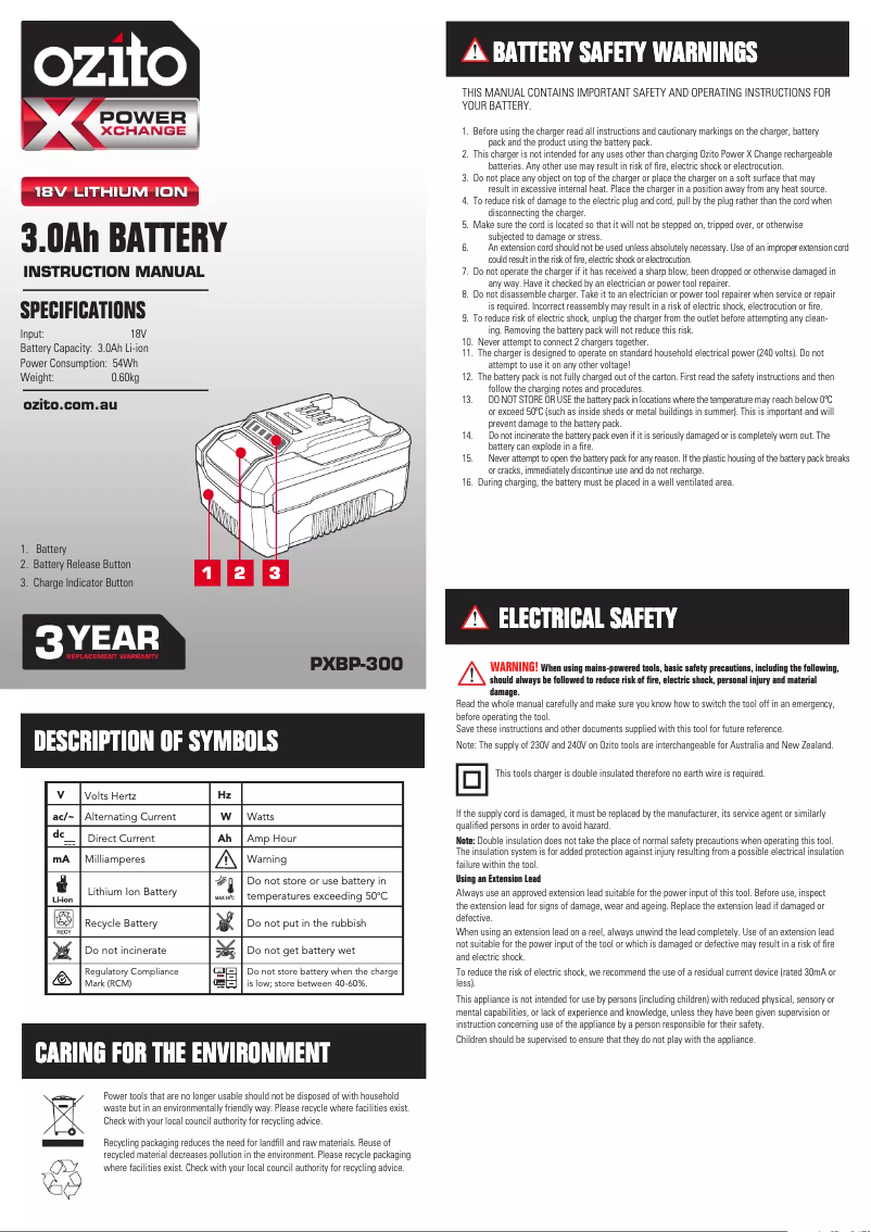 Imagen de la primera página del manual del dispositivo PXBP-300