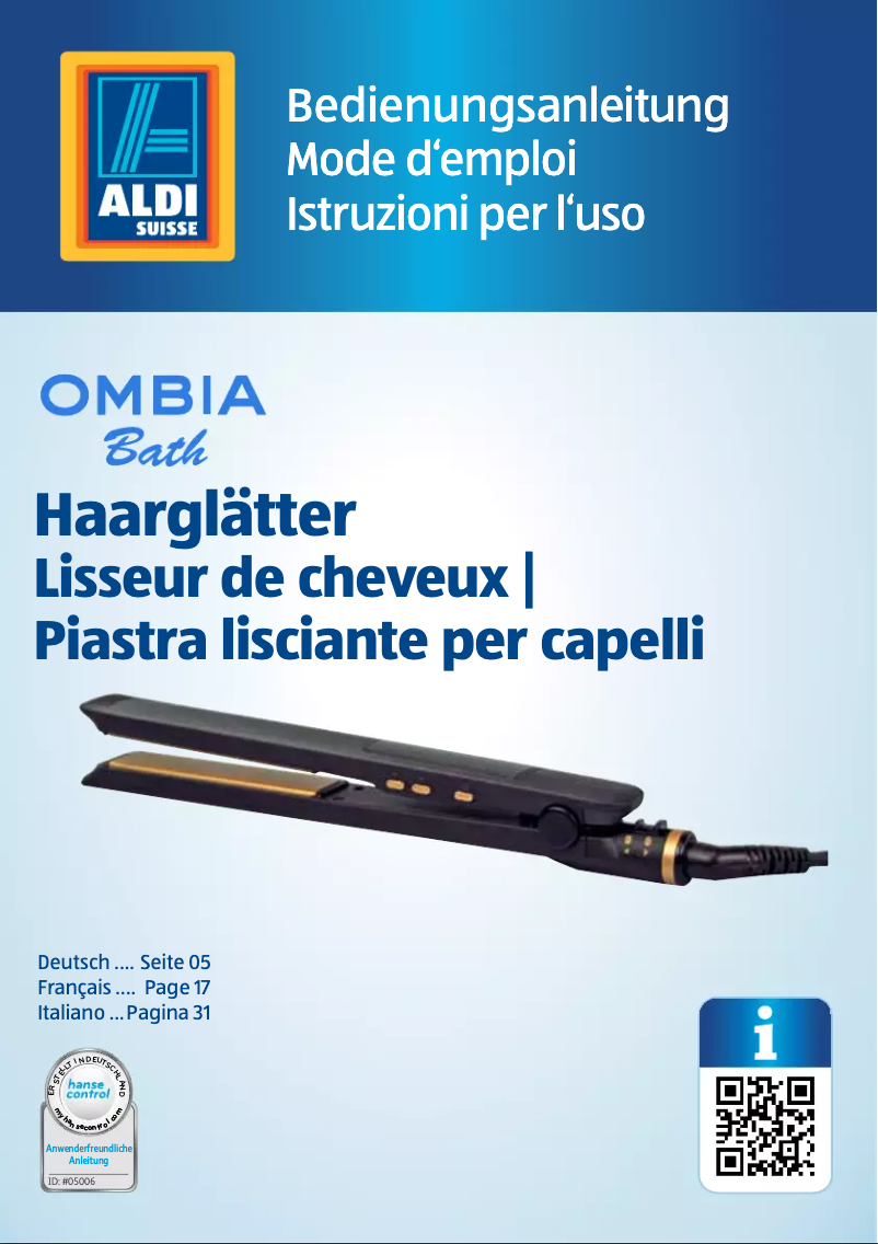 Page 1 de la notice Manuel utilisateur Ombia HC 2015